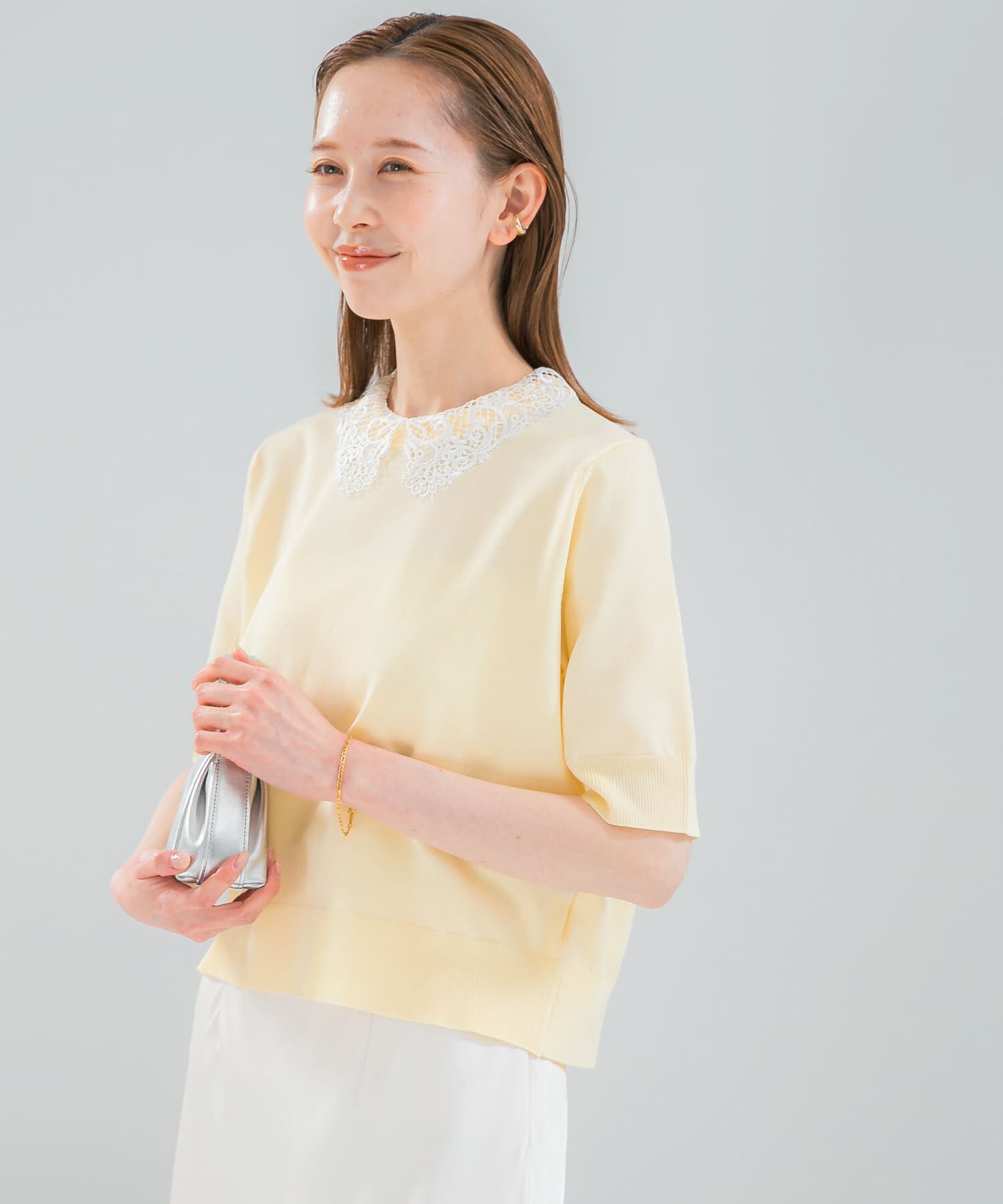 URBAN RESEARCH ROSSO「『WEB限定』2WAYレースカラーニット」|ニット・セーター|