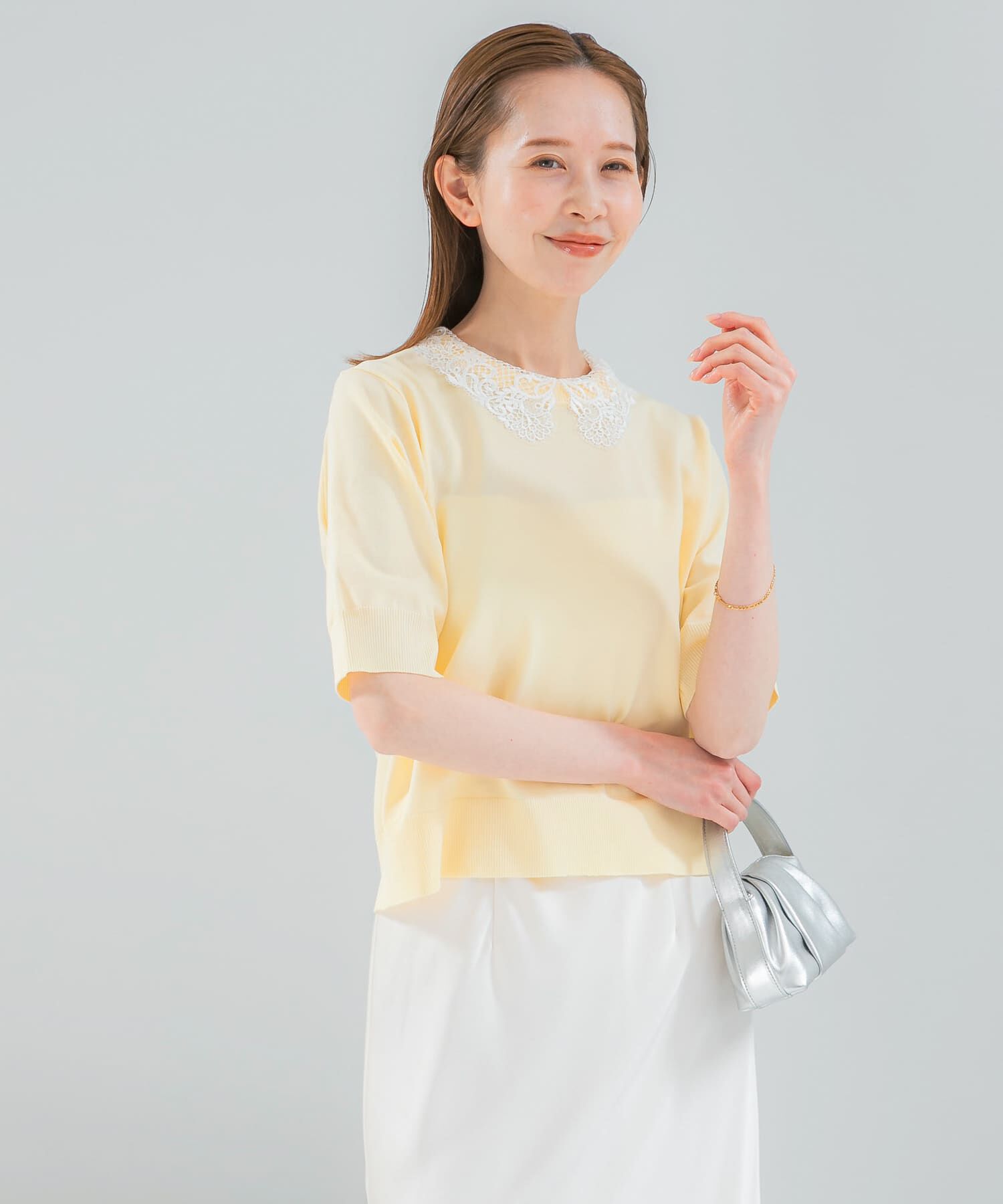 URBAN RESEARCH ROSSO「『WEB限定』2WAYレースカラーニット」|ニット・セーター|