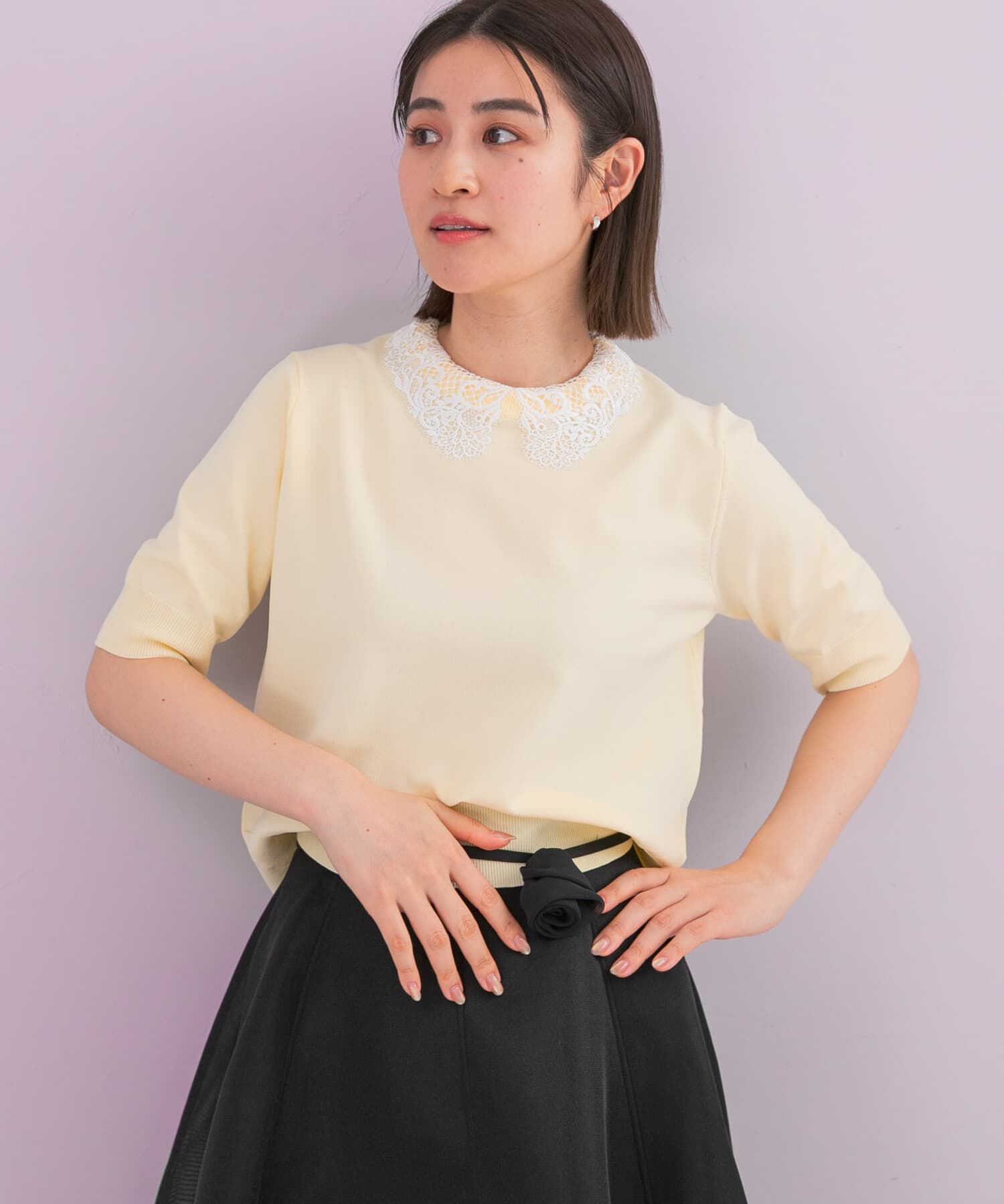 URBAN RESEARCH ROSSO「『WEB限定』2WAYレースカラーニット」|ニット・セーター|