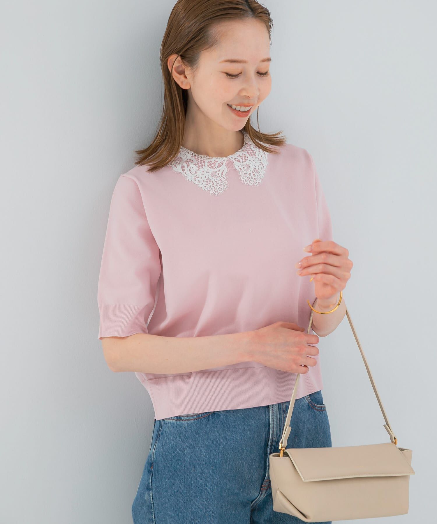 URBAN RESEARCH ROSSO「『WEB限定』2WAYレースカラーニット」|ニット・セーター|