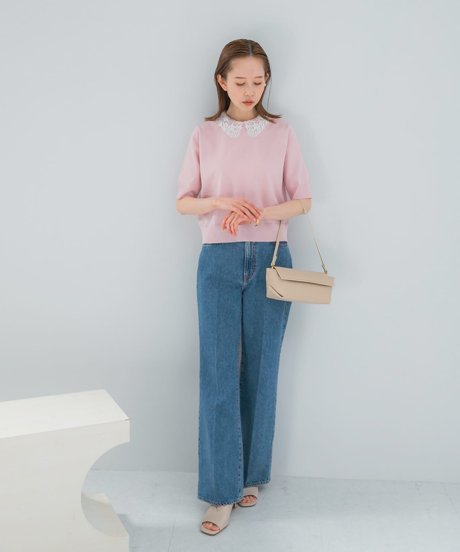 URBAN RESEARCH ROSSO「『WEB限定』2WAYレースカラーニット」|ニット・セーター|