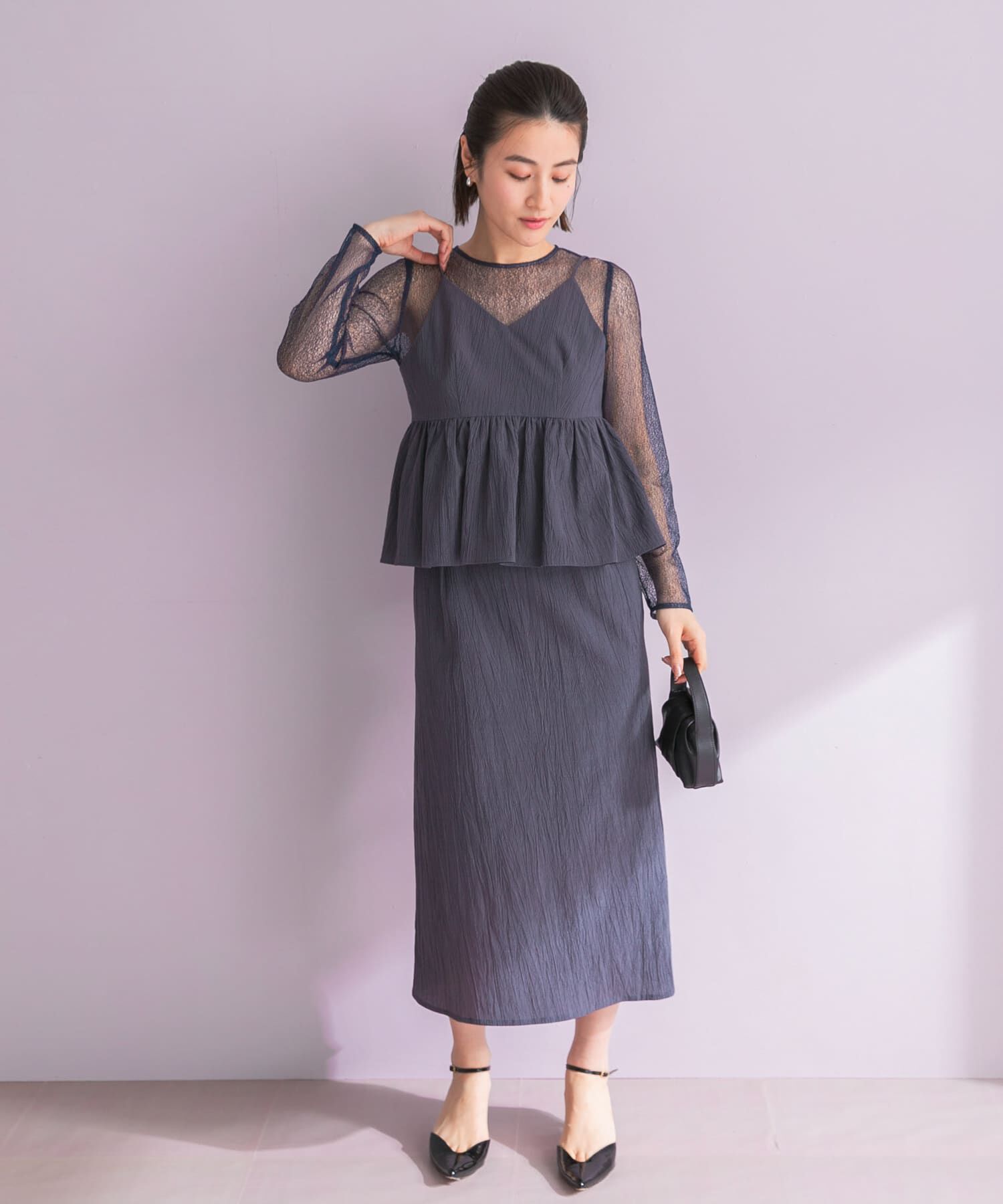 URBAN RESEARCH ROSSO「kaene　レイヤードペプラムドレス」|ワンピース|