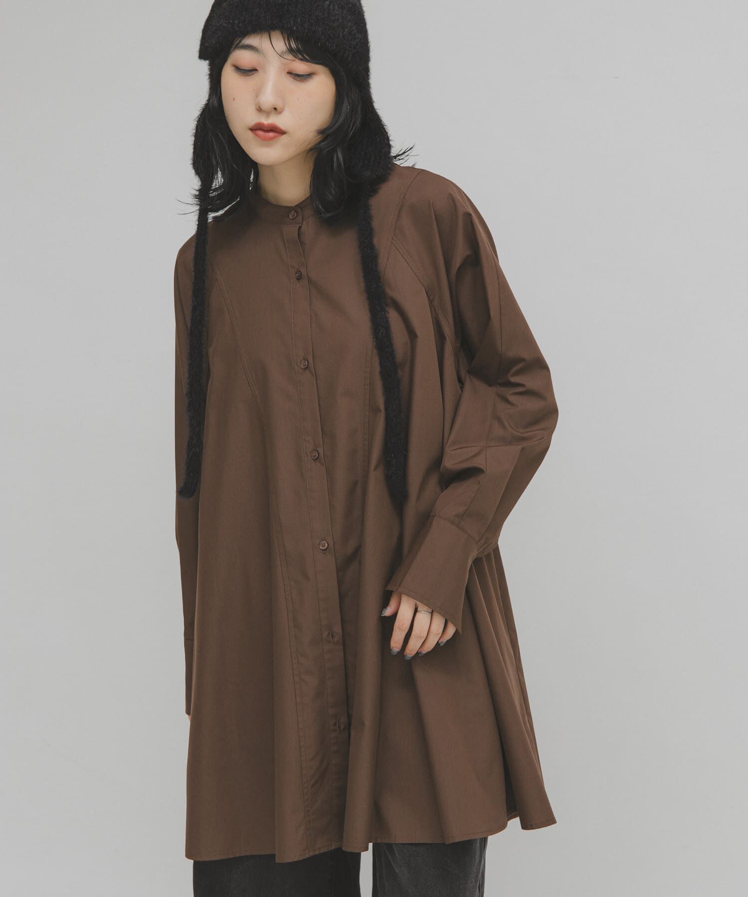  「WIDEフレアミニシャツワンピース」|ワンピース|