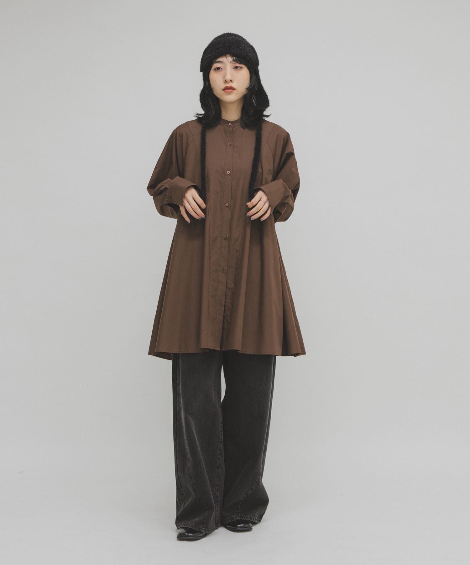  「WIDEフレアミニシャツワンピース」|ワンピース|