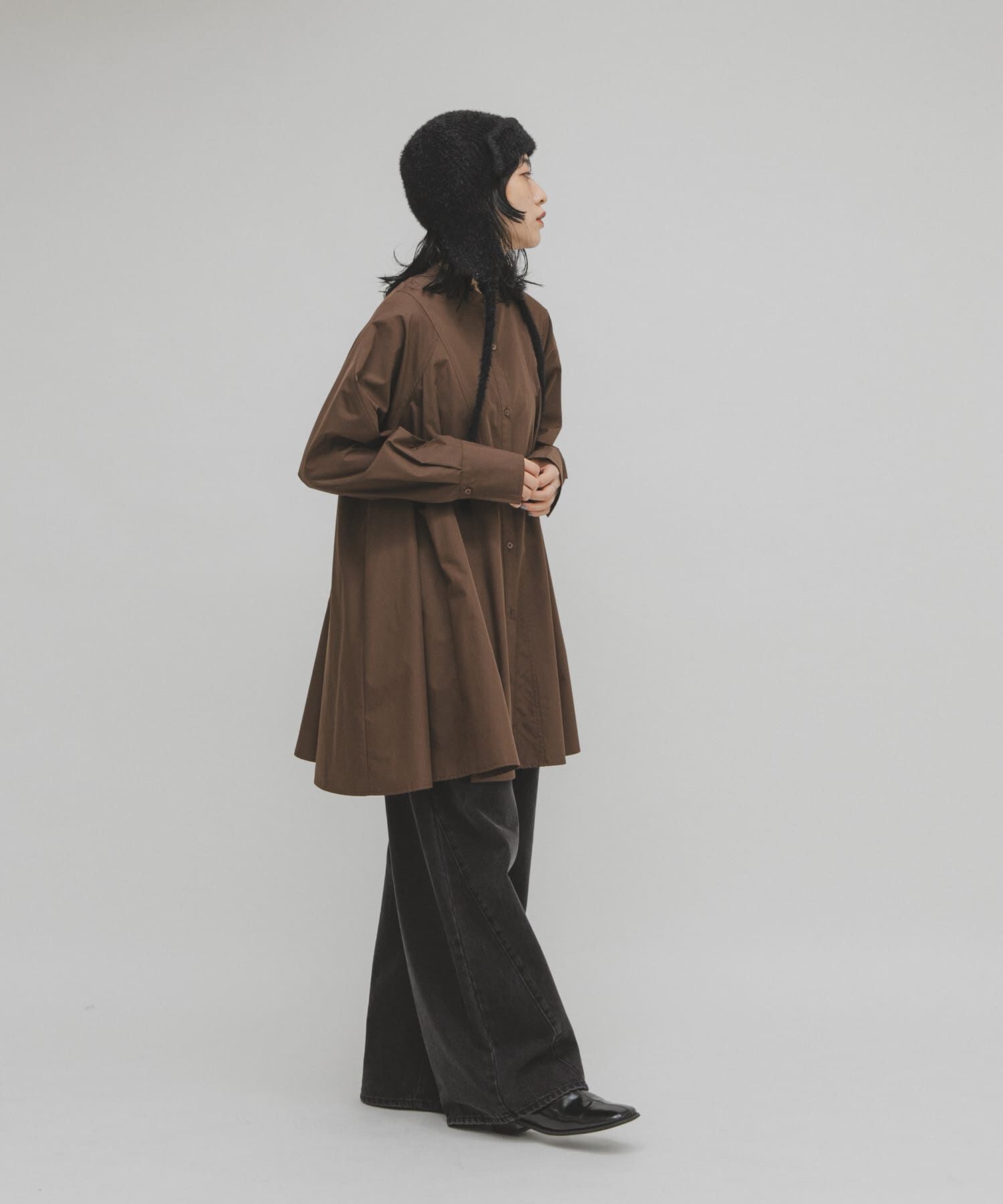  「WIDEフレアミニシャツワンピース」|ワンピース|