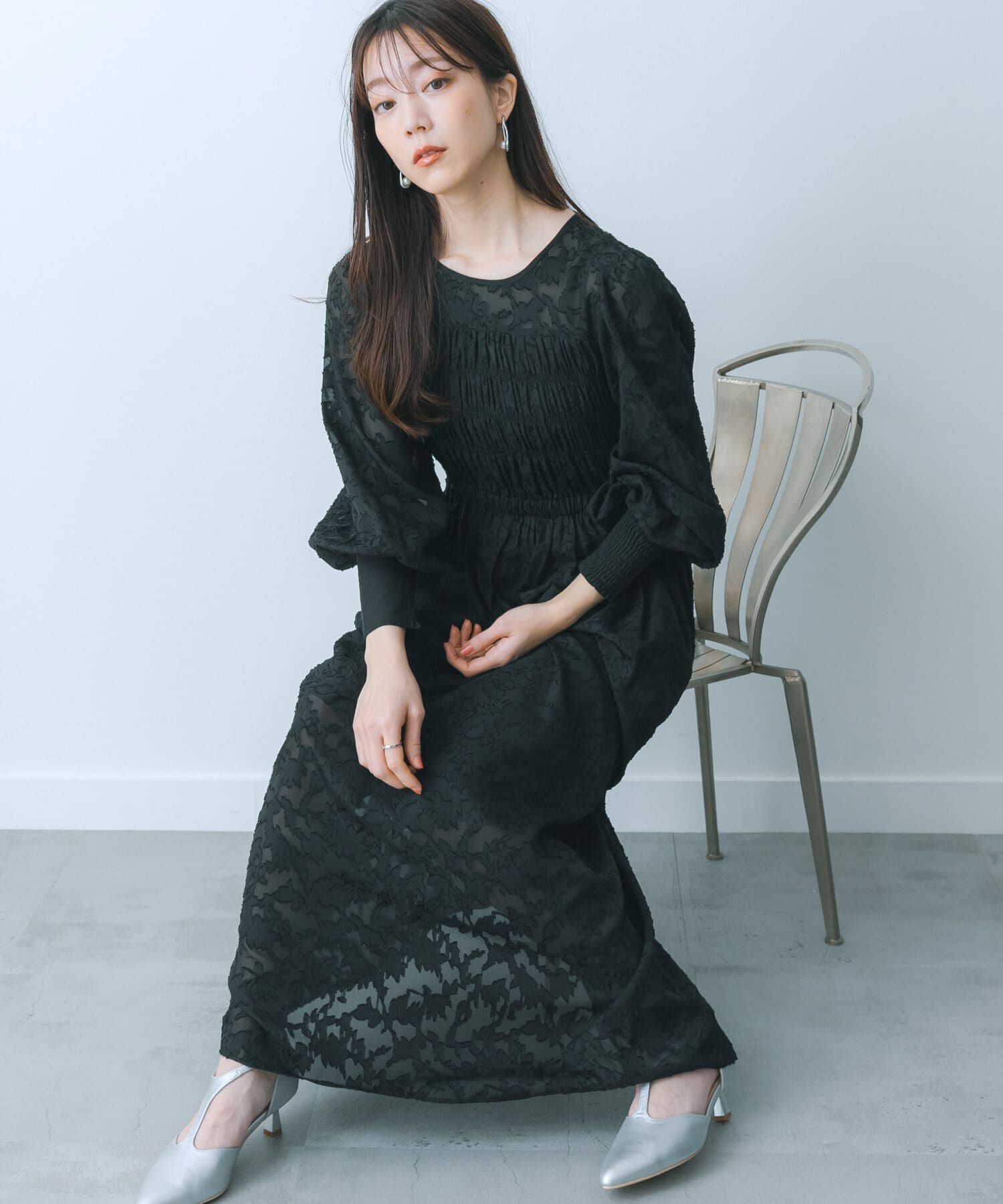 SENSE OF PLACE by URBAN RESEARCH「ウエストマークシャーリングワンピース」|ワンピース|ブラック