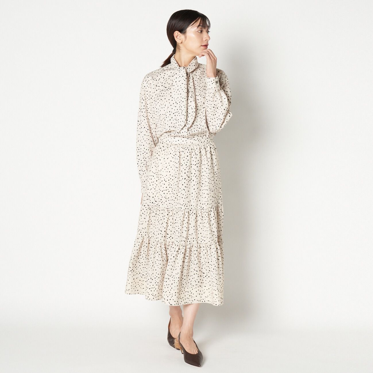 HELIOPOLE「HELIOPOLE LEOPARD&DALMATIAN FLARE SKIRT」|スカート|