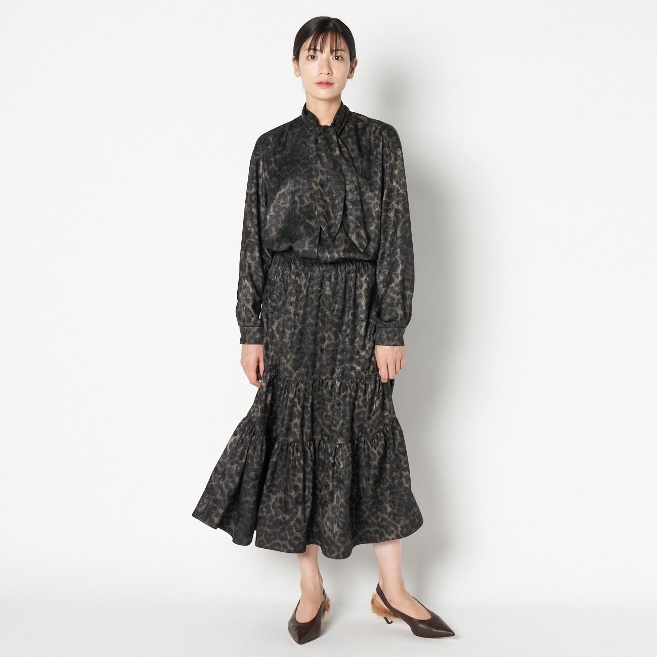 HELIOPOLE「HELIOPOLE LEOPARD&DALMATIAN FLARE SKIRT」|スカート|