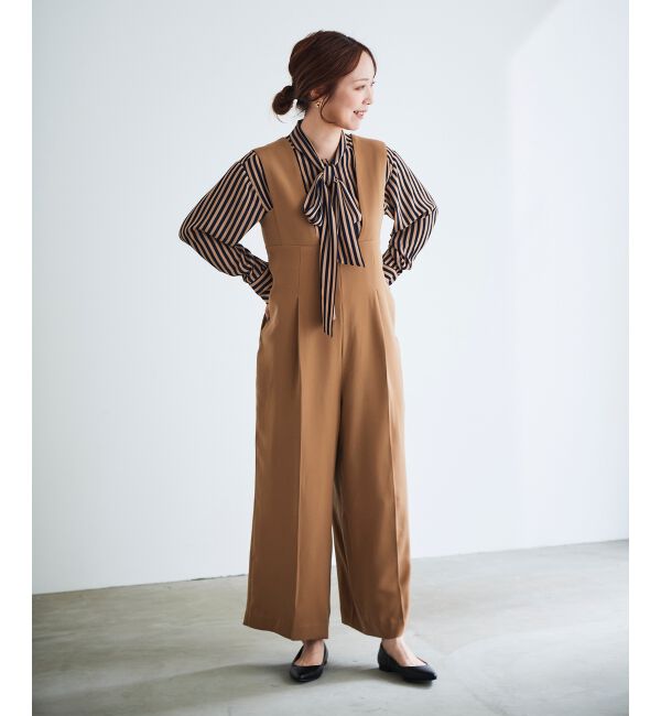 le.coeur blanc「ハイウエストサロペット」|オールインワン|キャメル