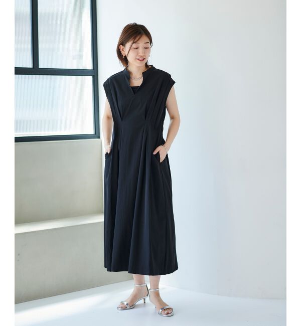 le.coeur blanc「《手洗い可能》ウエストタックワンピース」|ワンピース|ブラック