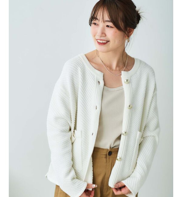 le.coeur blanc「《手洗い可能》変わり編みニットジャケット」|その他|