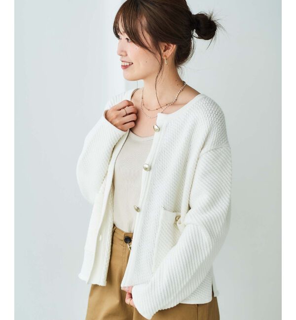 le.coeur blanc「《手洗い可能》変わり編みニットジャケット」|その他|