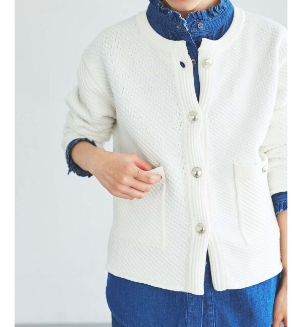 le.coeur blanc「《手洗い可能》変わり編みニットジャケット」|その他|