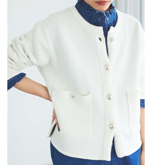 le.coeur blanc「《手洗い可能》変わり編みニットジャケット」|その他|