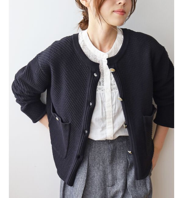 le.coeur blanc「《手洗い可能》変わり編みニットジャケット」|その他|