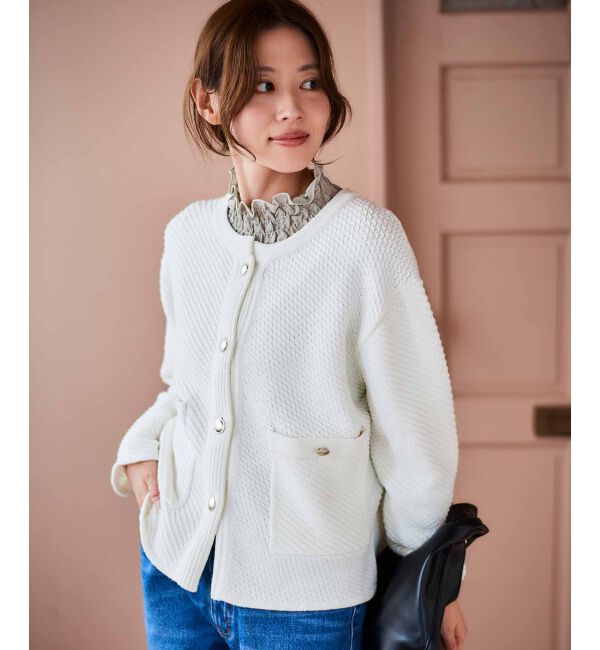 le.coeur blanc「《手洗い可能》変わり編みニットジャケット」|その他|