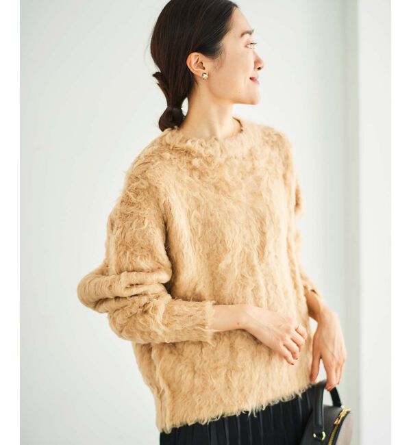 le.coeur blanc「《手洗い可能》ブークレウェーブシャギーニット」|ニット・セーター|キャメル