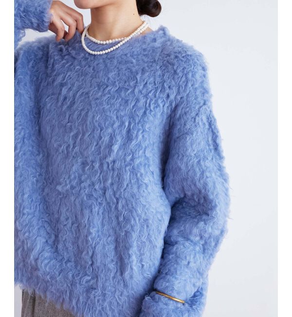 le.coeur blanc「《手洗い可能》ブークレウェーブシャギーニット」|ニット・セーター|ブルー