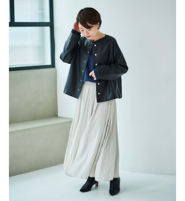 le.coeur blanc「ノーカラーリングドットボタン合皮ジャケット」|その他|