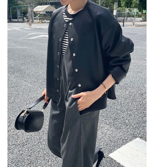 le.coeur blanc「ノーカラーリングドットボタン合皮ジャケット」|その他|