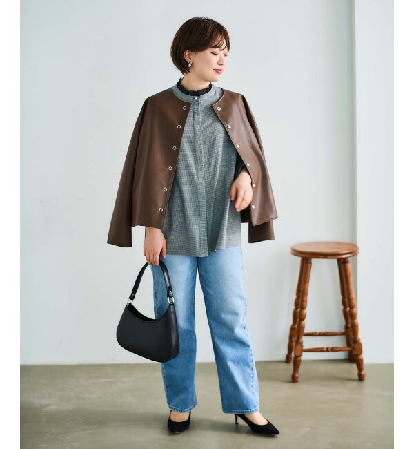 le.coeur blanc「ノーカラーリングドットボタン合皮ジャケット」|その他|