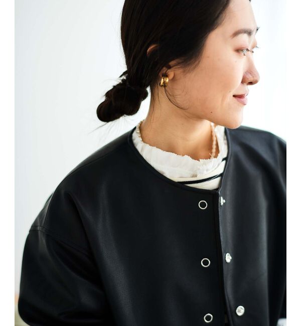 le.coeur blanc「ノーカラーリングドットボタン合皮ジャケット」|その他|