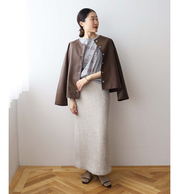 le.coeur blanc「ノーカラーリングドットボタン合皮ジャケット」|その他|