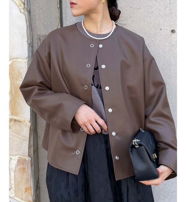 le.coeur blanc「ノーカラーリングドットボタン合皮ジャケット」|その他|