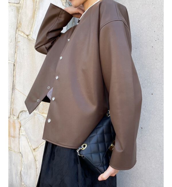 le.coeur blanc「ノーカラーリングドットボタン合皮ジャケット」|その他|