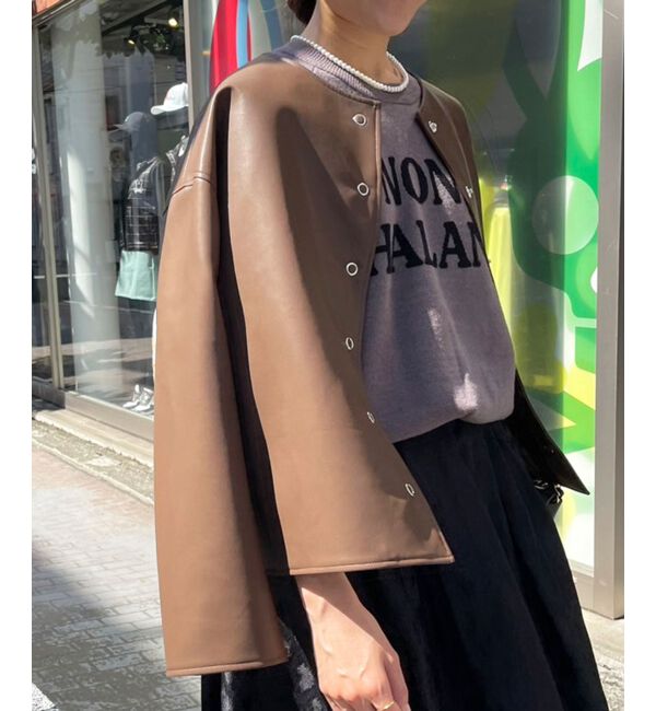 le.coeur blanc「ノーカラーリングドットボタン合皮ジャケット」|その他|