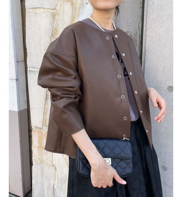 le.coeur blanc「ノーカラーリングドットボタン合皮ジャケット」|その他|