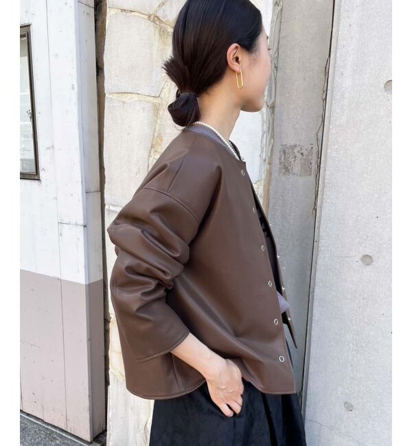 le.coeur blanc「ノーカラーリングドットボタン合皮ジャケット」|その他|