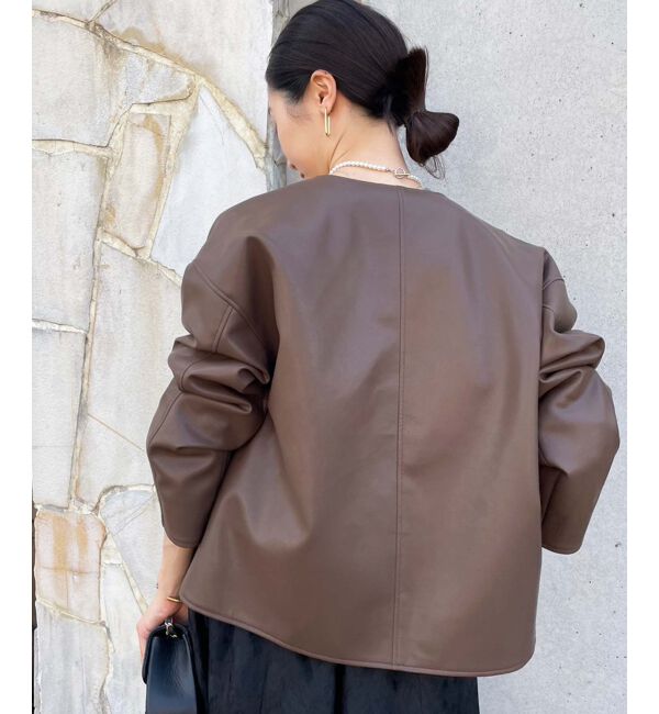 le.coeur blanc「ノーカラーリングドットボタン合皮ジャケット」|その他|