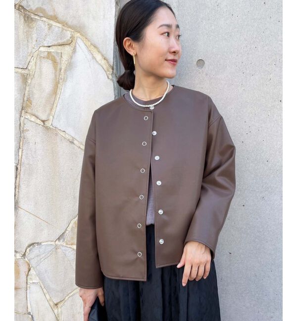 le.coeur blanc「ノーカラーリングドットボタン合皮ジャケット」|その他|