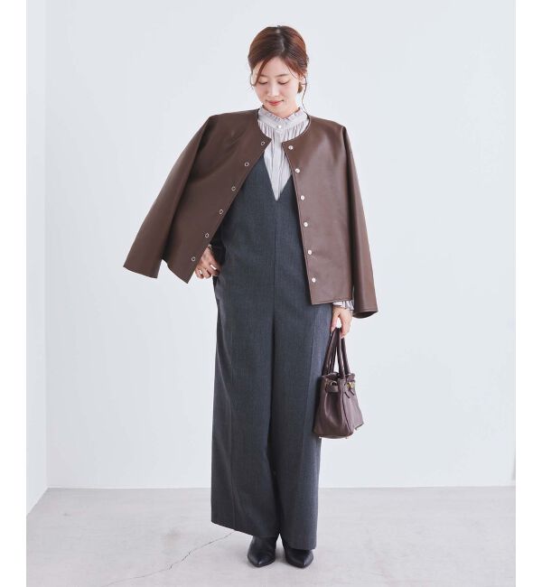 le.coeur blanc「ノーカラーリングドットボタン合皮ジャケット」|その他|