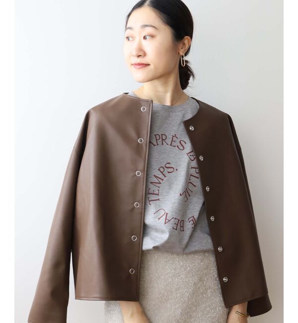 le.coeur blanc「ノーカラーリングドットボタン合皮ジャケット」|その他|