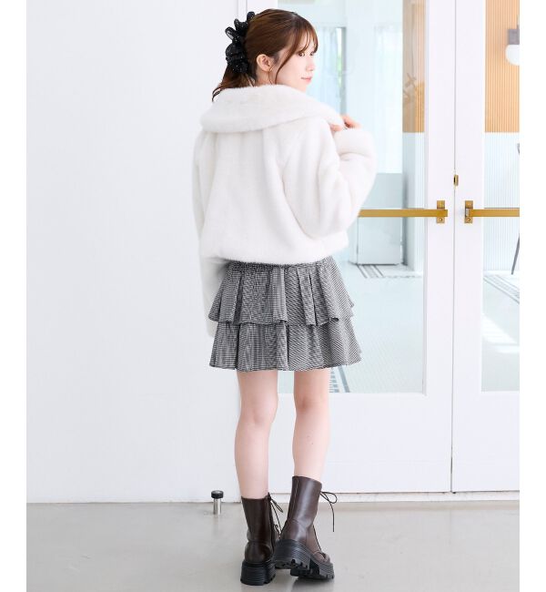  「ビット付きフワフワショートコート」|その他|