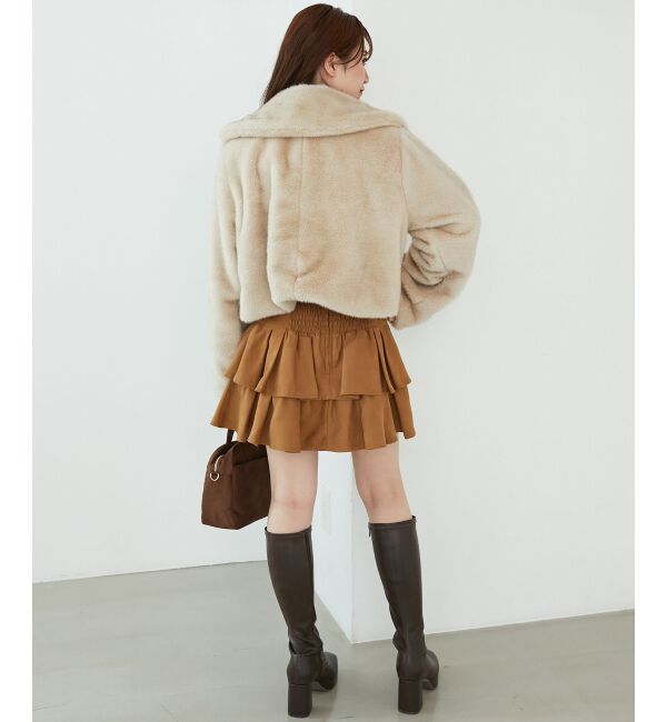  「ビット付きフワフワショートコート」|その他|