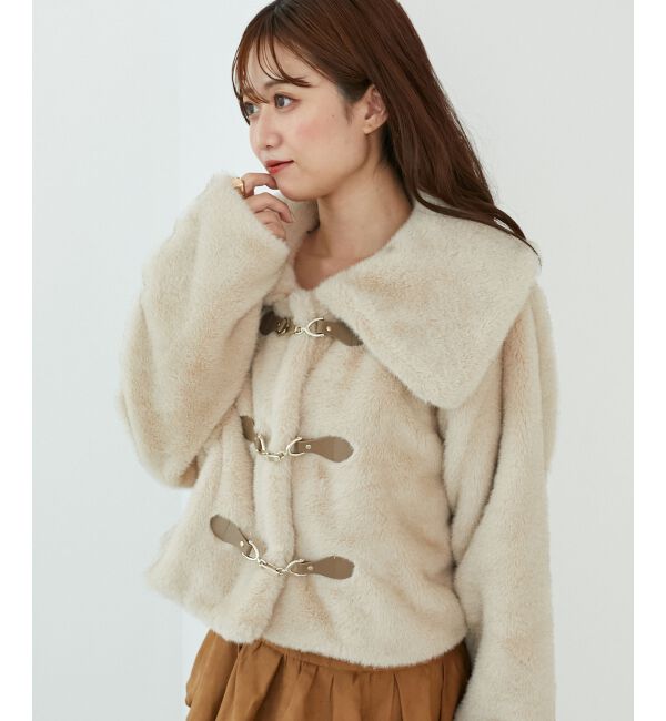  「ビット付きフワフワショートコート」|その他|