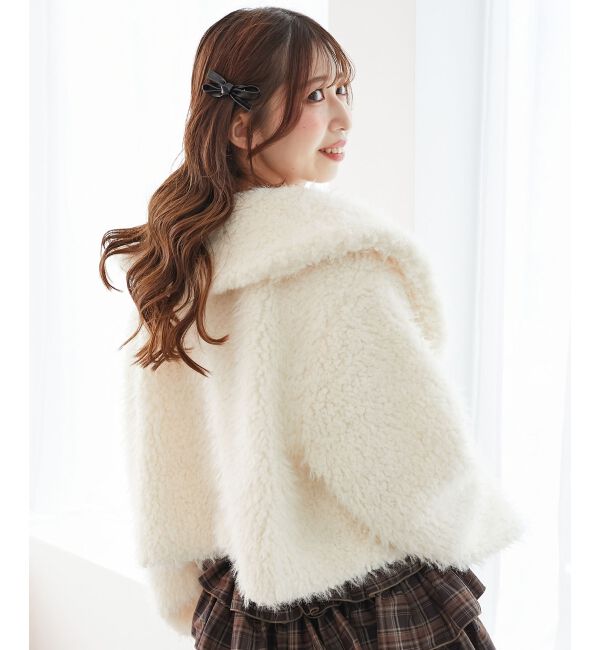  「ビット付きフワフワショートコート」|その他|