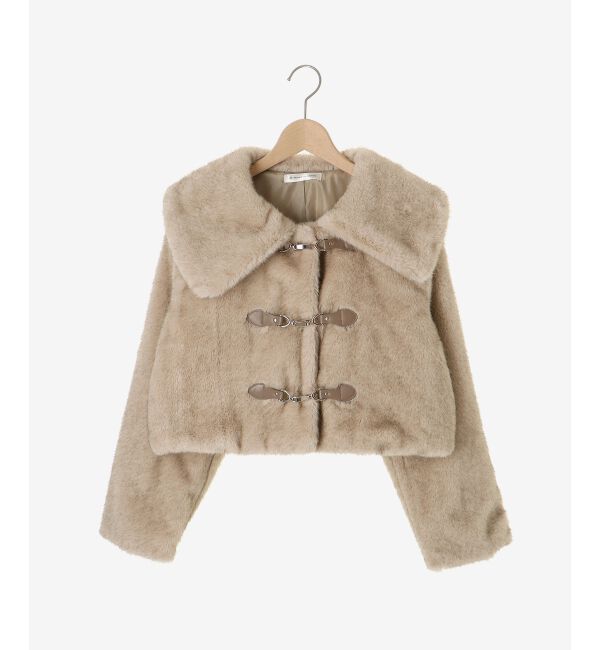  「ビット付きフワフワショートコート」|その他|