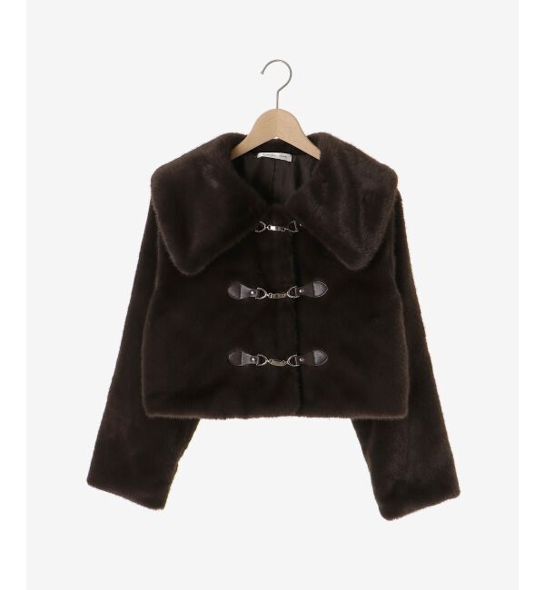  「ビット付きフワフワショートコート」|その他|