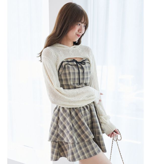  「フードボレロ&times;ミニキャミワンピセット」|ワンピース|