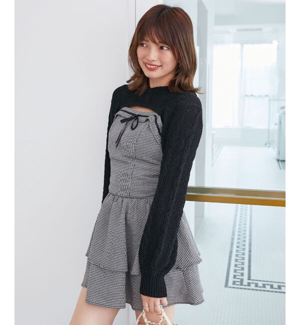  「フードボレロ&times;ミニキャミワンピセット」|ワンピース|