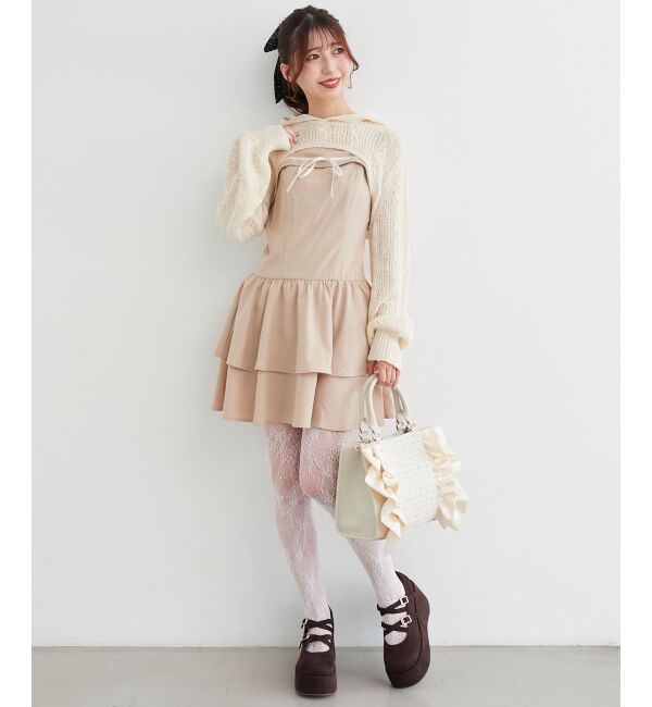  「フードボレロ&times;ミニキャミワンピセット」|ワンピース|