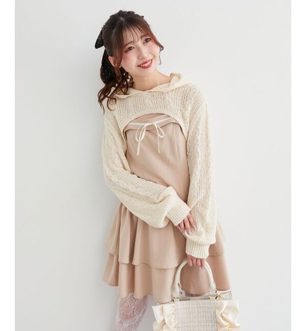  「フードボレロ&times;ミニキャミワンピセット」|ワンピース|