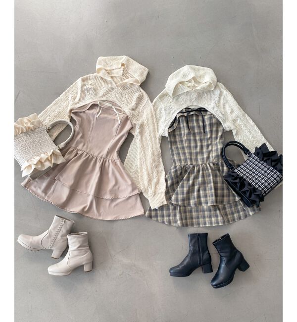  「フードボレロ&times;ミニキャミワンピセット」|ワンピース|