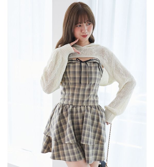  「フードボレロ&times;ミニキャミワンピセット」|ワンピース|
