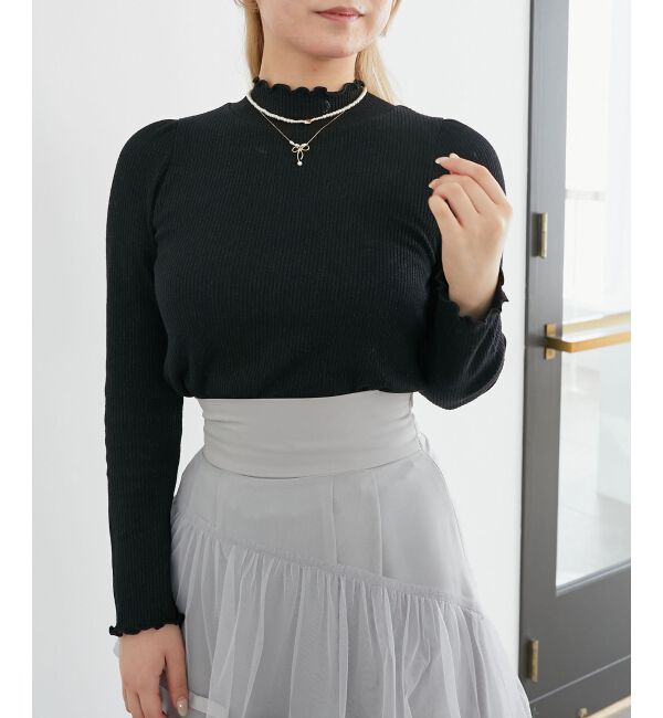  「ハイネックパフスリーブトップス」|Tシャツ・カットソー|