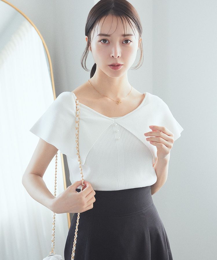 earth music&ecology「ビッグカラーノースリニットトップス」|ニット・セーター|